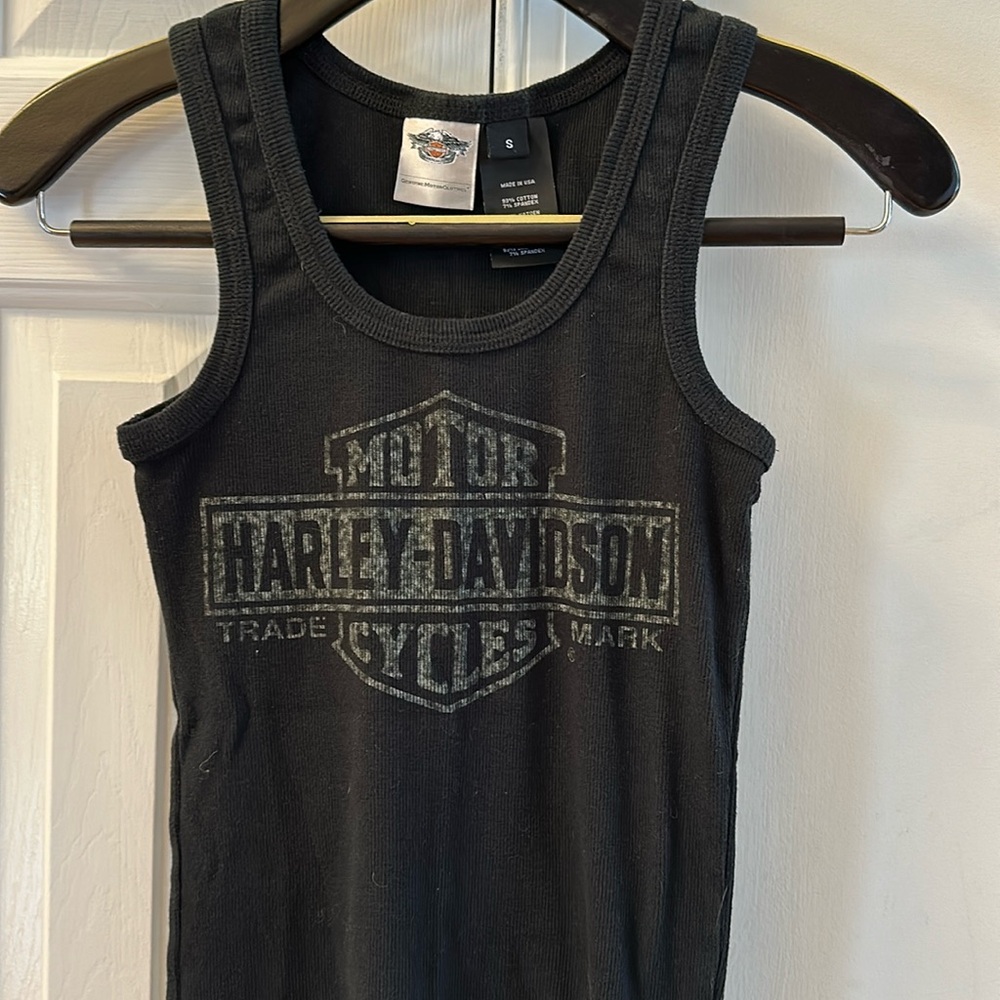 Harley Davidson women’s Bar and Shield Trademark Logo Tank, black-SMALL